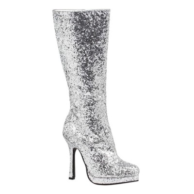 silver sequin boots