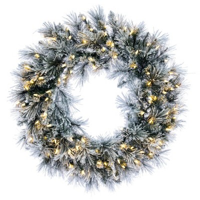 Vickerman 30" Flocked Jackson Pine Artificial Pre-lit Wreath With Warm ...