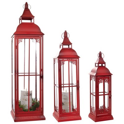 Melrose Ornamental Metal Floor Lantern (Set of 3)