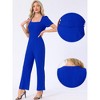 INSPIRE CHIC Women's Work Elegant Square Neck Puff Short Sleeve Loose Wide Leg Jumpsuits Romper - 2 of 4