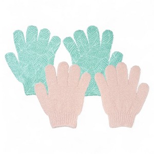 Spa Essentials 2 Pack Exfoliating Bath Gloves - Gentle Dead Skin Removal, Deep Cleaning & Exfoliating Body Scrub Gloves for Shower (Unscented) - 1 of 4