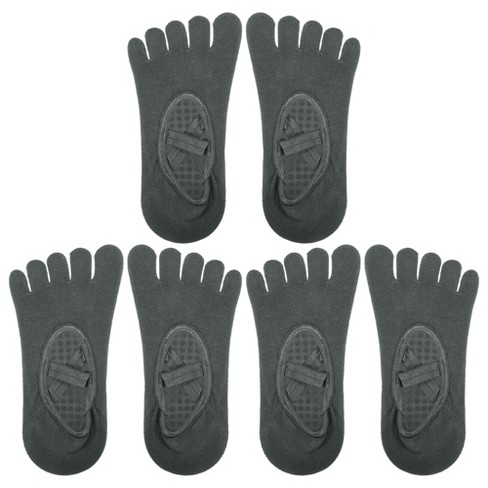 Unique Bargains Non-slip Yoga Socks Five Toe Socks Pilates Barre For Women  With Grips Dark Gray 3 Pair : Target