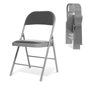 Real Relax Folding Chairs with Padded Seats for Events Home Office, Pu Leather Folding Chair - 1 of 4