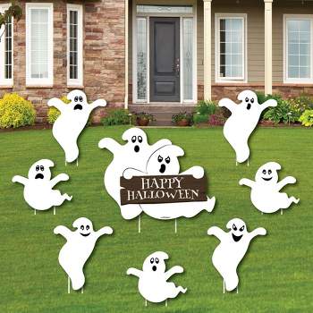 Big Dot of Happiness Spooky Ghost - Yard Sign and Outdoor Lawn Decorations - Halloween Party Yard Signs - Set of 8