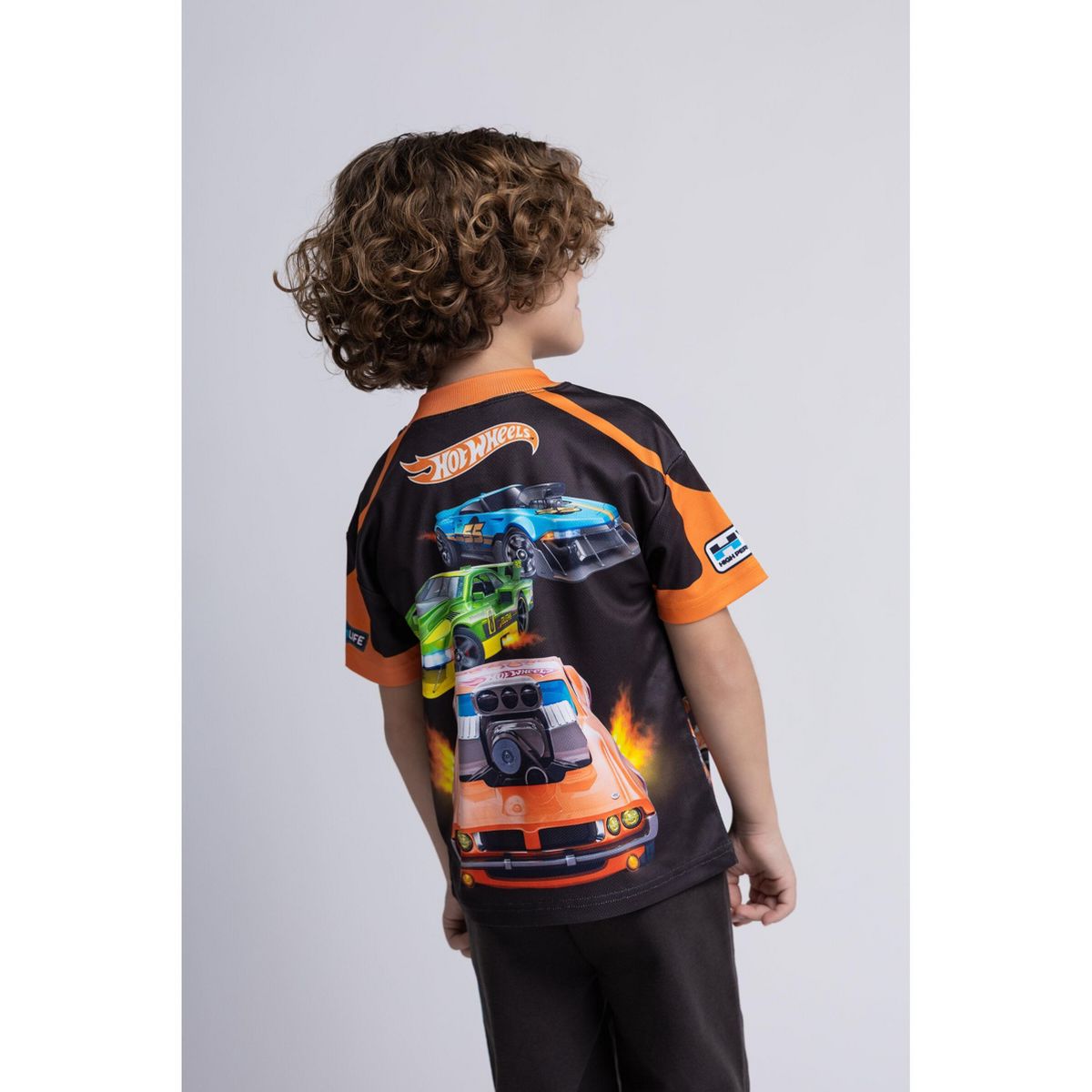 Hot Wheels Mesh V-neck T-Shirt and French Terry Jogger Pants Outfit Set Little Kid - thumbnail 3