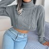 Short Knitted Sweater Pullover for Women Solid Long Sleeve Turtleneck Cropped Sweaters - 4 of 4