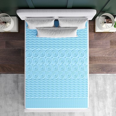 Full Size Blue Memory Foam Mattress Topper with Cooling Gel
