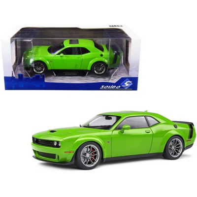 2020 Dodge Challenger R/T Scat Pack Widebody with Sunroof Bright Green with Black Tail Stripe 1/18 Diecast Model Car by Solido