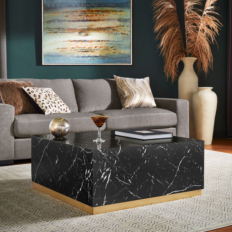 Devoe Faux Marble Square Coffee Table with Casters - Inspire Q, 2 of 8