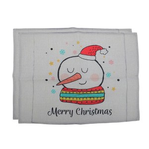 Unique Bargains Christmas Place Mats Linen Red White 13 " x 17.7 " 2Pcs - 1 of 4