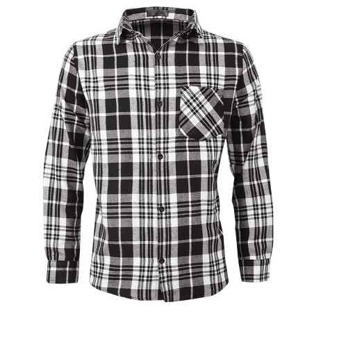 Lars Amadeus Men's Plaid Shirts Regular Fit Button Closure Long Sleeves Checked Cargo Shirt - image 1 of 4