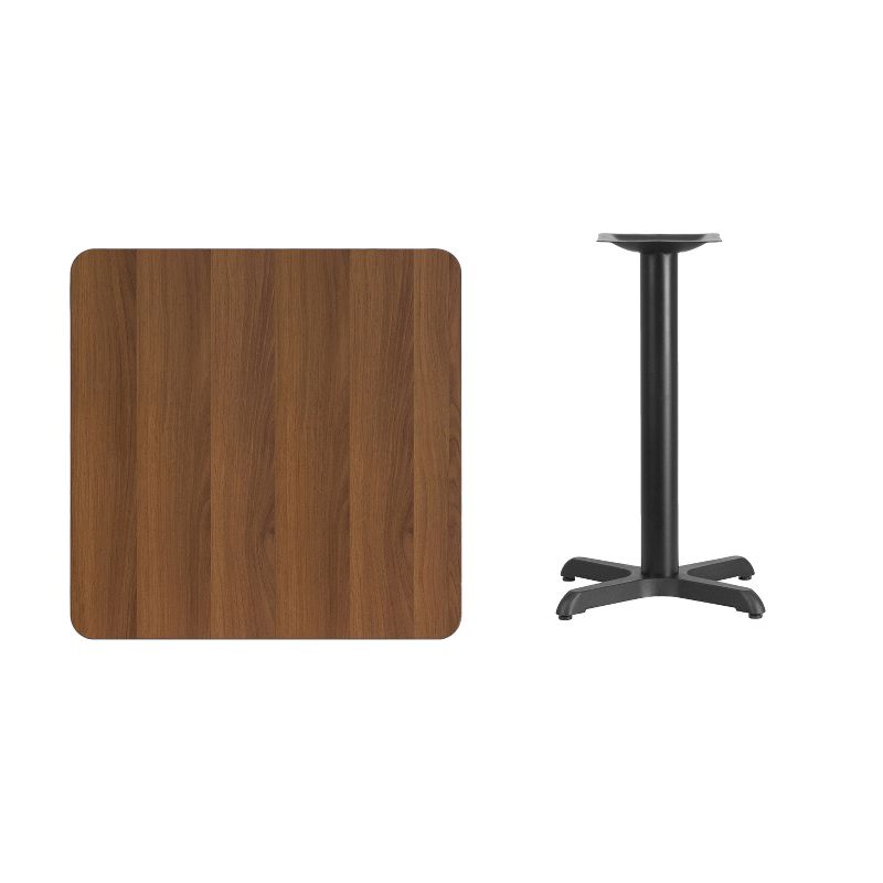 Flash Furniture 30'' Square Walnut Laminate Table Top with 22'' x 22'' Table Height Base, 3 of 5