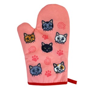 Cat Yarn Kitchen Apron Oven Mitt Funny Pet Cat Kitty Animal Lover (Oven Mitt + Apron) - Crazy Dog Bakeware Cat Yarn Oven Mitt - 1 of 4