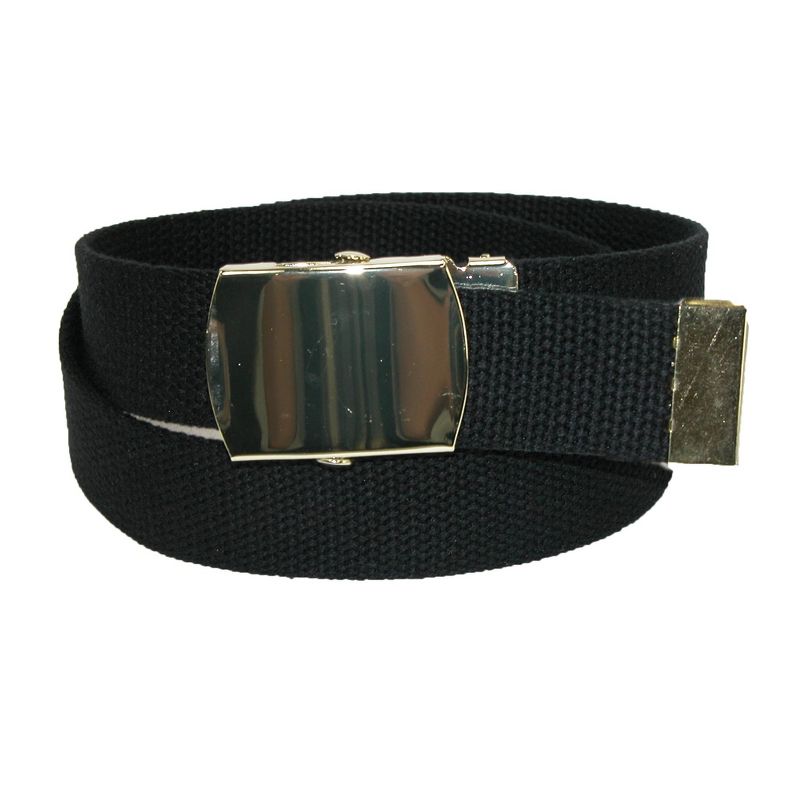 CTM Kids' Cotton Adjustable Belt with Brass Military Buckle, 1 of 3