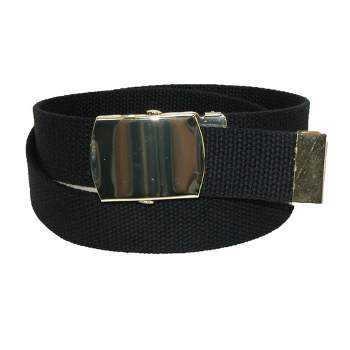 CTM Kids' Cotton Adjustable Belt with Brass Military Buckle