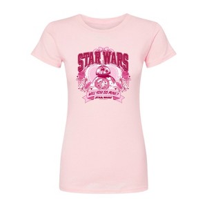 Women's - Star Wars - Valentine Bb8 Yoda and friends Collegiate Fitted Graphic T-Shirt - 1 of 2