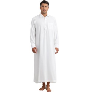 INSPIRE CHIC Men's Long Sleeves Collared Neck Full Length Nightwear - 1 of 4
