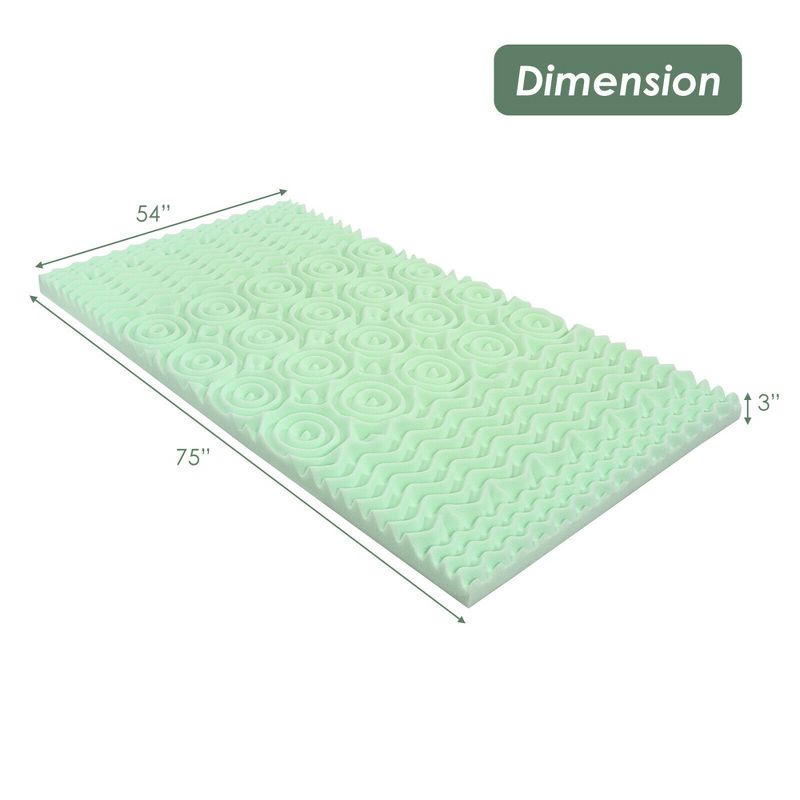 Costway 3 Inch Mattress Topper Cooling Air Foam 5-Zone Pad, 3 of 11