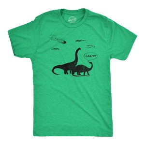 Mens Santa Dinosaurs T Shirt Funny Xmas Dino Meteor Extinction Joke Tee For Guys - Crazy Dog Men's T Shirt - 1 of 4