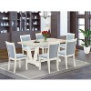 HomeStock 7-Piece Wire Brushed Linen White Finish Solid Wood Top Dining Table with 6 Chairs - 2 of 4