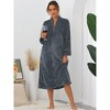 cheibear Women's Flannel Warm Cozy Fluffy Zipper Long Bathrobe - 2 of 4