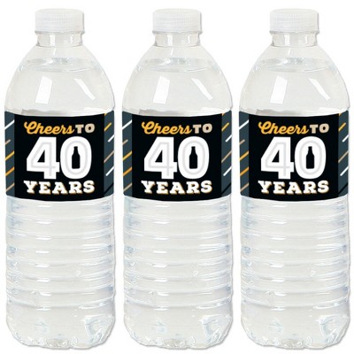 Big Dot of Happiness Cheers and Beers to 40 Years - 40th Birthday Party Water Bottle Sticker Labels - Set of 20