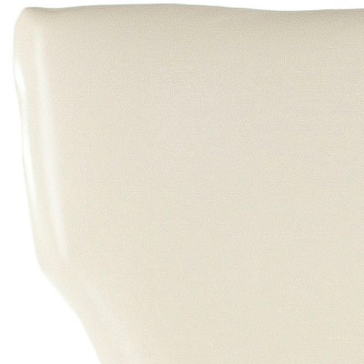 Transitional Flat Cream Leather Parsons Side Chair with Wood Accents