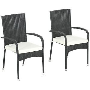 NicBex Outdoor Dining Chairs Set of 2 Patio PE Rattan Wicker Chairs with Backrest and Removable Cushions for Patio - 1 of 4