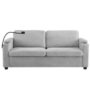 TiramisuBest Gray Velvet Loveseat, Plush Upholstered Sofa for Living Room or Bedroom - 1 of 4