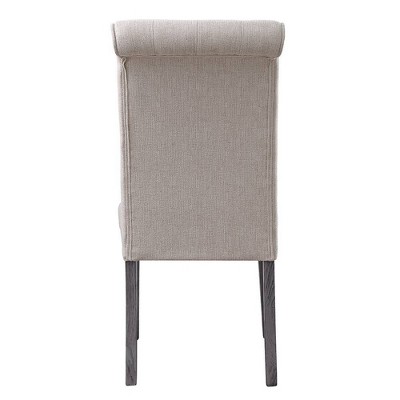 High Parsons 42" Gray Linen Upholstered Side Chair with Wood Legs