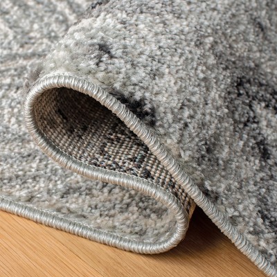 Charcoal Grey Abstract Hand-Knotted 5'1" x 7'6" Synthetic Area Rug
