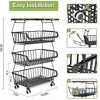 Wikineon 4 Tier Fruit Storage Basket, Fruit Vegetable Cart with Solid Wood, Kitchen Storage Rack with Rollers for Pantry - 4 of 4