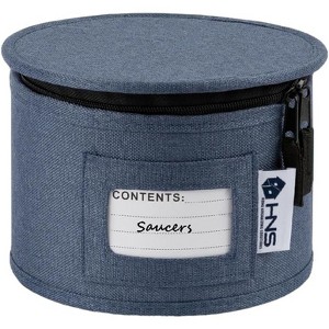 Hard Shell China Organizer with Dividers - Holds 12 Pieces - Durable & Stackable Storage Box for Seasonal Dishware Protection - Denim Blue - 1 of 4