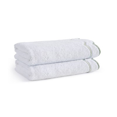 Peri Home 2pk Hand Towel Set White/Green Scallop