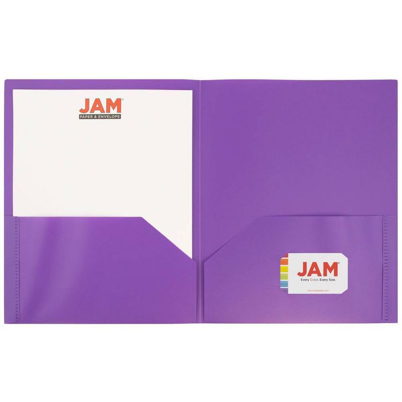JAM 6pk POP 2 Pocket School Presentation Plastic Folders Purple, 4 of 7