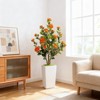 Coucheta 4Ft Artificial Bushes with Camellia Flowers, Faux Fall Trees in Pots, Orange Tree for Autumn Porch, Front Door, Indoor & Outdoor Decor - 2 of 4
