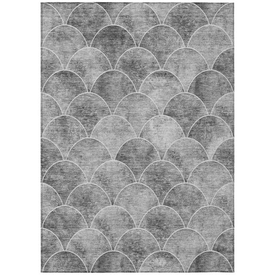 Gray Charcoal And Ivory Abstract Washable Indoor Outdoor Area Rug