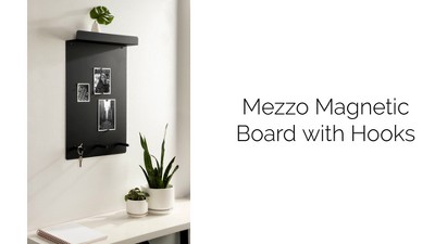 Black Metal Wall Organizer with Shelf and Hooks