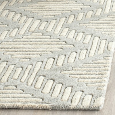 Ivory and Grey Hand-Tufted Wool Rectangular Area Rug