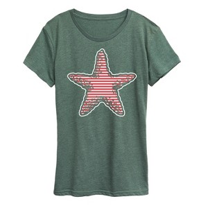 Women's - Instant Message - Nautical Striped Starfish Short Sleeve Graphic T-Shirt - 1 of 4