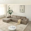 139.3" Modular Sectional Sofa, Boneless Cloud Couch with Ottoman & 2 Pillows, No Assembly, L-Shaped Corduroy Sofa for Living Room & Bedroom - 2 of 4