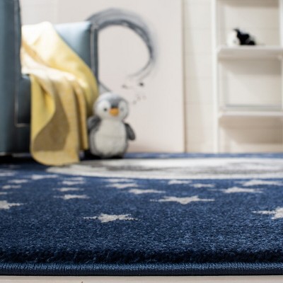 Starry Night Navy & Grey Square Kids Area Rug