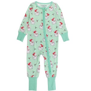 RuffleButts SoftSnooze Gender Inclusive Holiday Convertible One Piece Pajamas - 1 of 4