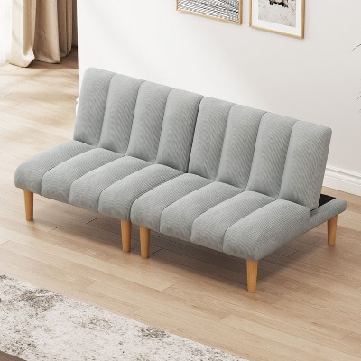 NicBex Couches for Living Room 65.75" Corduroy Sofa Bed Minimalist Upholstered Convertible Sofa Bed Sleeper with Wooden Legs for Apartment