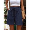 Womens Casual Shorts Summer Elastic Waist Tie Front Wide Leg Shorts Pants with Pockets - 2 of 4