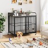 Furniture Style Wooden Dog Crate with Wheels, Dual Bowls & Washable Mat, Heavy-Duty End Table Pet Kennel for Large Dogs - 4 of 4