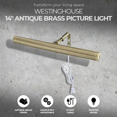 Westinghouse 14" Antique Brass Slimline Picture Light with Adjustable Angle