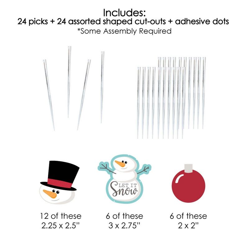 Big Dot of Happiness Let It Snow - Snowman - Dessert Cupcake Toppers - Christmas and Holiday Party Clear Treat Picks - Set of 24, 5 of 7