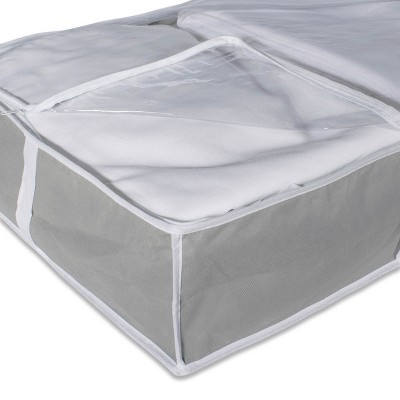 Gray Plastic Collapsible Under Bed Storage Cube Set