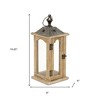 HomeRoots 16" Natural And Gray Geometric Metal And Solid Wood Tabletop Lantern Candle Holder - 3 of 4